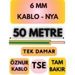 Öznur 6 mm Nya Kablo Metre Seçenekli (Sarı-Yeşil) - 50 METRE