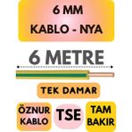 Öznur 6 mm Nya Kablo Metre Seçenekli (Sarı-Yeşil) - 6 METRE