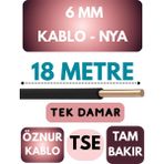 Öznur 6 mm Nya Kablo Metre Seçenekli (Siyah) - 18 METRE