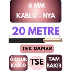 Öznur 6 mm Nya Kablo Metre Seçenekli (Siyah) - 20 METRE