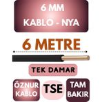 Öznur 6 mm Nya Kablo Metre Seçenekli (Siyah) - 6 METRE