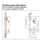 Özruh T3-E-40-WC 40 mm Krom T3 Eko Kare 23 mm Ayna Banyo Kilidi