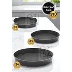 ÖzSa Home 3'lü Granit Fırın Tepsi Seti Yuvarlak Fırın Tepsi Set 32-34-36 Cm
