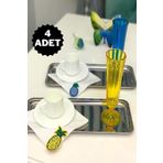 ÖzSa Home 4'lü Lüx Çelik Dikdörtgen Servis Sunum Tepsisi 33x13 Cm