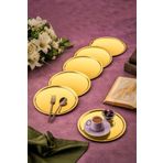 ÖzSa Home 6 Adet Gold Lüx 21 Cm Yuvarlak Servis Sunum Tepsisi Altın Renk