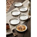 ÖzSa Home Sultan 6 Adet Kelle Paça Tabağı 19 cm Gümüş Yuvarlak Servis Sunum Yemek Tabağı Çelik Çorba Kasesi