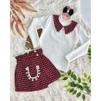 Özşe Moda Yaka Detaylı Bordo Tüvit Şort Etek Bluz Takım - 8 - 9 Yaş