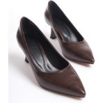 Özse Shoes Desenli Topuklu Kadın Ayakkabı Stiletto - Kahve