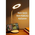 Ozsport Şarjlı Masa Lambası Dokunmatik 3 Renk 24led Telefon Standlı Kademeli Çalışma Okuma Işığı Q3
