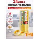 Özssay 24 Adet Kırtasiye Bandı 12 mm x 20 Yards Şeffaf Bant Güçlü Yapışkan Ofis Okul Ev Kullanımı Bant Seti - Renkli - Belirtilmemiş