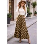 Öztaşgın Asil Ekoseli Çan Etek - Haki - 38