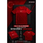 Özten Türkiye Forması Kırmızı Desenli Kısa Kollu Futbol Forması Unisex Maç ve Antrenman Forması İsim Yazılabilir