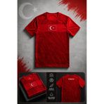 Özten WC 2026 Türkiye Forması Kırmızı Desenli Kısa Kollu Futbol Forması Unisex Maç ve Antrenman Forması İsimsiz