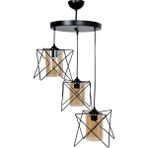 Öztürk Avize 3lü Yıldız Sarkıt Avize Modern Sarkıt Avize Retro Avize Camlı Zigzag - 1'li