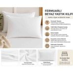 Öztürk Konsept Fermuarlı Yastık Iç Astar Kılıfı 50X70 cm Beyaz Pamuklu Kumaş – Dayanıklı Yastık Koruyucu Iç Kılıf ( 5 Adet ) - 50 x 70 cm