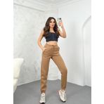 Ozy Fashion Kadın Açık Kahve Kışlık Kalın Içi Polarlı Yüksek Bel Paçası Lastikli Basic Jogger Eşofman Altı Açık Kahverengi XL
