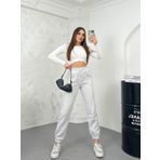 Ozy Fashion Kadın Gri Kışlık Kalın Içi Polarlı Yüksek Bel Paçası Lastikli Basic Jogger Eşofman Altı Gri L