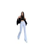 Ozy Fashion Kadın Ispanyol Paça Açık Gri Yüksek Bel,geniş Kemer Penye Tayt Açık Gri M