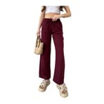 Ozy Fashion Keten Karışımlı Bol Kesim Pantolon YENİKET-333 Bordo L