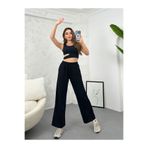 Ozy Fashion Keten Karışımlı Bol Kesim Pantolon YENİKET-333 Siyah 2XL