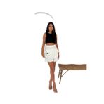 Ozy Fashion Yazlık Bubble(Gofre) 3 Katlı Etek Beyaz L
