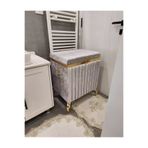 Özyer Çeyiz Dikdörtgen Tip Gri Renk Altın Şeritli Modern Kadife Banyo Kirli Çamaşır Sepeti (Tek Parça)
