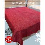 Özyün Merinos Kuzu Yünü Battal Boy Battaniye %100 Yün Doğal Naturel - Kırmızı - 200 x 220 cm