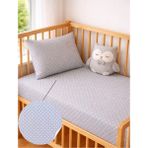 Ozz Baby %100 Pamuk Park Yatak Lastikli Bebek Çarşafı Seti (70X120X15)Yastık kılıfı & Beyaz iç astar (35x45) - Antrasit - Beyaz - 70 x 120