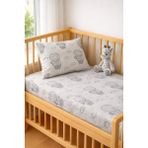 Ozz Baby %100 Pamuk Park Yatak Lastikli Bebek Çarşafı Seti (70X120X15)Yastık kılıfı & Beyaz iç astar (35x45) - Gri - Antrasit - 70 x 120