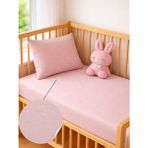 Ozz Baby %100 Pamuk Park Yatak Lastikli Bebek Çarşafı Seti (70X120X15)Yastık kılıfı & Beyaz iç astar (35x45) - Pembe - Beyaz - 70 x 120