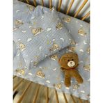 Ozz Baby %100 Pamuk Ranforce Lastikli Bebek Çarşafı (70X120X15)(60X110X20) yastık kılıfı (35x45) PARK Yatak Çarşafı - Mavi - Beyaz - 70 x 120