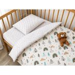 Ozz Baby Anne Yanı Park Beşik Yatak %100 Pamuk Bebek 70X120 Nevresim Takımı Lastikli Çarşaf (70X120X) Yastık Kılıfı (35X45) - Ekru - Su Yeşili - 70 x 120 cm