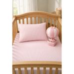 Ozz Baby Park Beşik %100 Pamuk Bebek Lastikli Çarşaf (70X120X16CM)1 Adet Fermuarlı Yastık Kılıfı (35X45) - Bebek Pembesi - Beyaz