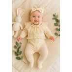Ozz Baby Yeni Doğan Kız Bebek 3-6-9 Ay Mobil Dantelli Tulum Ister Sade Ister Süslü - Krem - 0 - 3 Ay