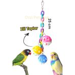 ozzipetshop Muhabbet Kuşu Ve Papağanlar Için Eğlenceli Hareketli Renkli Zilli Toplu Oyuncak 25 Cm