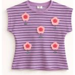Ozzy Kids Kız Çocuk Çizgili Tişört - Lila - 5 Yaş