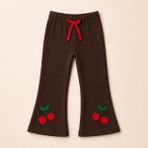 Ozzy Kids Kız Çocuk Kiraz Nakışlı Tayt - Kahve - 4 Yaş