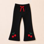 Ozzy Kids Kız Çocuk Kiraz Nakışlı Tayt - Siyah - 7 Yaş