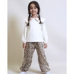 Ozzy Kids Kız Çocuk Lepar Desenli Takım - Leopar - Ekru - 3 Yaş