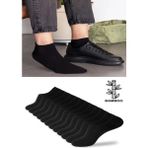 Ozzy Socks 12 Çift Bambu Siyah Erkek Dikişsiz Patik Çorap 4 Mevsim Dayanıklı Topuk ve Burun - 0TB-Siyah - 40 - 44
