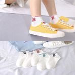 Ozzy Socks 5 Çift Çizgili Ve Harfli Kolej Kadın Çorap Seti - 1BW-Beyaz - 36 - 40