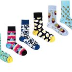 OZZY SOCKS 6 Çift Baskılı Organik Pamuklu Dikişsiz Erkek Çorap Seti - Desenli Çorap Asorti-1 (43-46)
