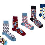 OZZY SOCKS 6 Çift Baskılı Organik Pamuklu Dikişsiz Erkek Çorap Seti - Desenli Çorap Asorti-2 (43-46)