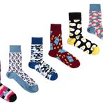 OZZY SOCKS 6 Çift Baskılı Organik Pamuklu Dikişsiz Erkek Çorap Seti - Desenli Çorap Asorti-3 (39-42)