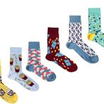 OZZY SOCKS 6 Çift Baskılı Organik Pamuklu Dikişsiz Erkek Çorap Seti - Desenli Çorap Asorti-7 (43-46)