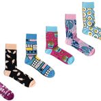 OZZY SOCKS 6 Çift Baskılı Organik Pamuklu Dikişsiz Kadın Çorap Seti - Desenli Çorap Asorti-10 (39-42)