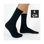 Ozzy Socks 6 Çift Siyah Dikişsiz Erkek Soket Çorap Pamuk Elastan Örme Desen Yıkamalı