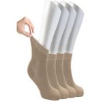Ozzy Socks Kadın 4 Çift Bambu Lastiksiz Sıkmayan Diabetik Bilek Çorap - 36 - 40 - Bej
