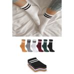 Ozzy Socks Kadın Çizgili Kolej Tenis Çorabı, 6 Çift, Çok Renkli, 36-40 Beden