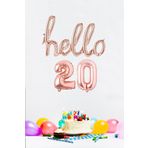 P.E.K.Shop 20 Yaş Doğum Günü Balonları - Hello 20 El Yazısı Rose Gold Renk Folyo Balon